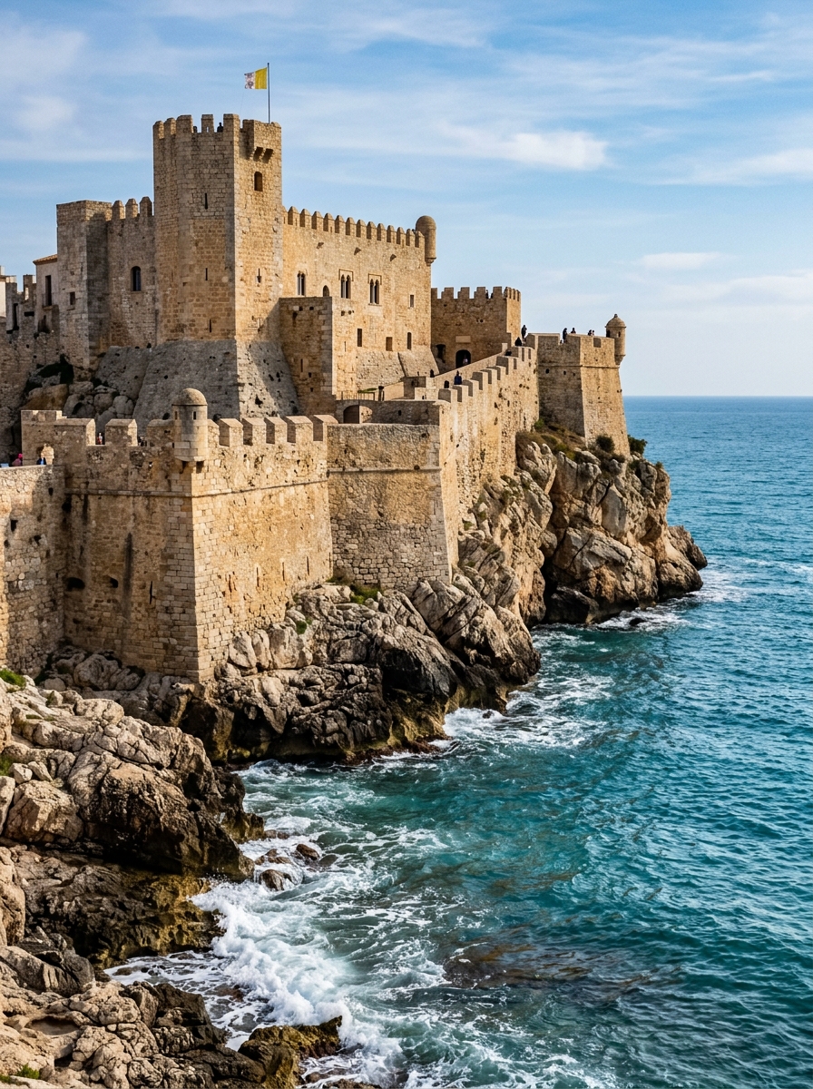 Taxi to Peñíscola, a medieval walled town on the Costa Azahar